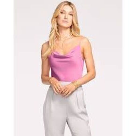 NWT RAMY BROOK ABIGAIL COWL NECK TANK TOP IN GALA PINK Size L - Picture 1 of 6